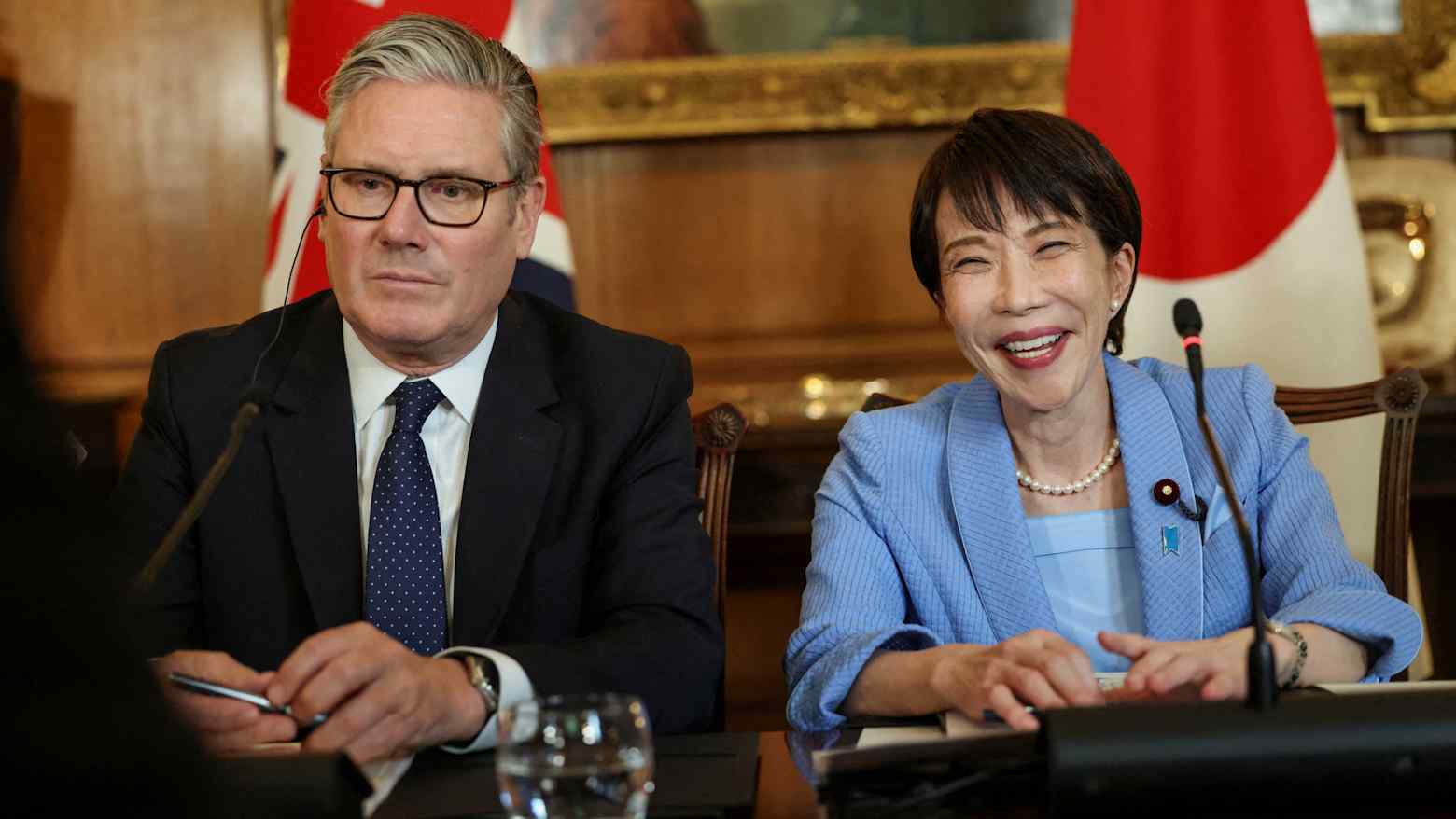 Picture of the Prime Ministers of Japan and the UK, Sanae Takaichi and Keir Starmer.